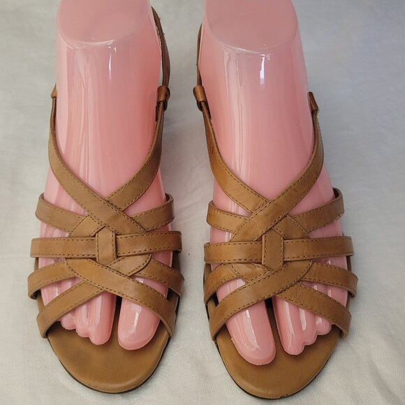 Natural Soul Shoes - Naturalizer Leather Sandals Natural Soul sz 8 Caramel Shoes slingback Pelican